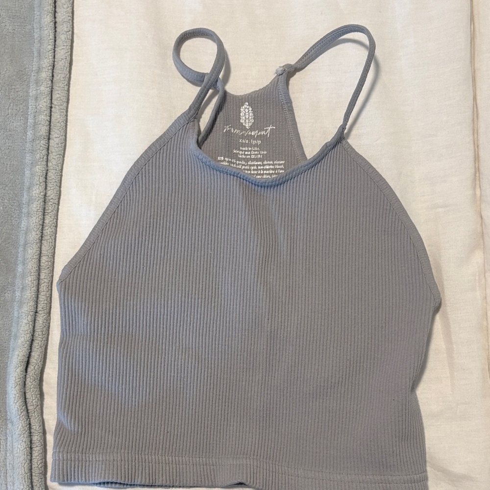 Free People Slate Ribbed Halter Bralette